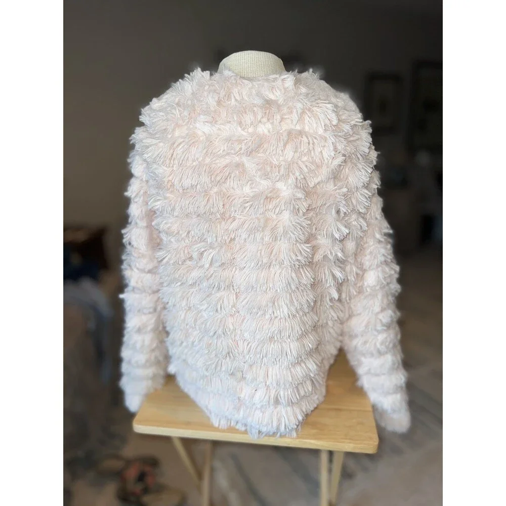 RUE 21 Blush Pink Fluffy Satin Lined Jacket Pockets L/XL